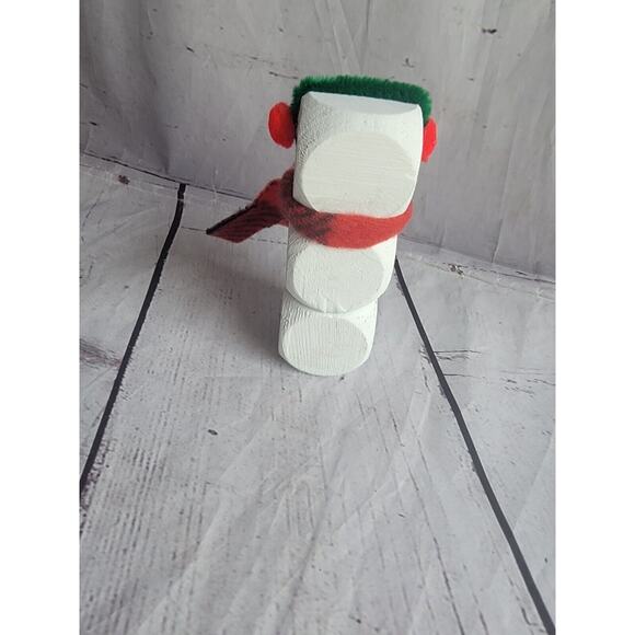 Wooden Handmade Snowman Freestanding Winter Tiered Tray Home Decor Shelf Sitter - Picture 5 of 6